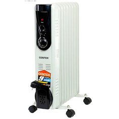 Обогреватель масляный CT-6201/электрический тепловентилятор/электрообогреватель/для дачи/для дома/напольный/с механическим термостатом/2000 Вт/9 секций Centek