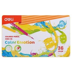 Карандаши цветные Deli EC00235 Color Emotion липа 36цв. мет.кор. 36шт