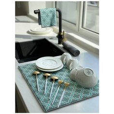 Набор для кухни: коврик для сушки посуды 38х50 из микрофибры и 2 универсальные салфетки для уборки Homy Mood