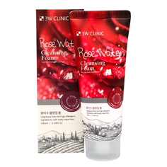 3W CLINIC Увлажняющая пенка с розовой водой Rose Water Cleansing Foam