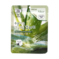 3W CLINIC Тканевая маска для лица с экстрактом алоэ Fresh Aloe Mask Sheet