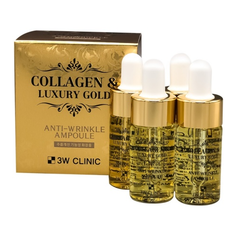 3W CLINIC Сыворотка с золотом и коллагеном Collagen & Luxury Gold Anti Wrinkle Ampoule
