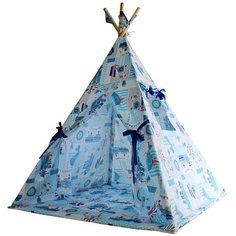 Вигвам детский "Кораблики" с ковриком / Игровая палатка / домик игровой ДоММой