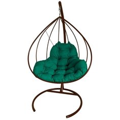 Подвесное кресло M- GROUP XL без ротанга коричневое , зеленая подушка