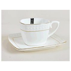 Пара кофейная квадрат.90мл."Снежная королева"/з LQ507006-A CS507006-A Коралл