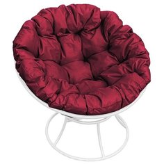 Садовое кресло Папасан без ротанга бел, бордовая подушка, M- Group