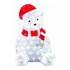 Фигурка NEON-NIGHT Медвежонок в красном колпаке, 56 см, белый/красный