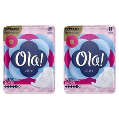 Комплект OLA! Прокладки жен. гигиен. ультратонкие для обиль. выделений шелковистые 8 шт/упак.х 2 уп.