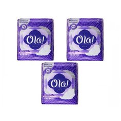 Комплект OLA! Прокладки женские гигиен. ультратонкие ночные с ионами серебра 7 шт/упак.х3 упак.