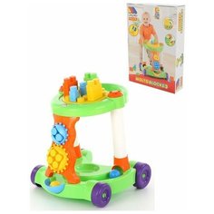 Каталка Полесье игровая, с конструктором, 13 эл в коробке, зеленая 58133