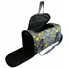 Сумка- переноска для животных средняя с двумя выходами 47*24*25, Теремок, СПВ-1_желтая мозаика, цвет "желтый, серый