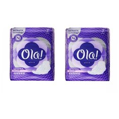 Комплект OLA! Прокладки женские гигиен. ультратонкие ночные с ионами серебра 7 шт/упак.х2 упак.