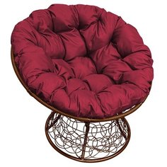 Кресло, M- Group, Папасан ротанг коричневое, бордовая подушка