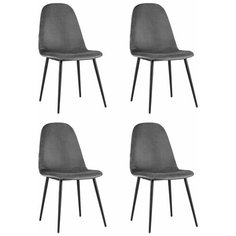 Комплект стульев STOOL GROUP Норман велюр, металл/текстиль, 4 шт., цвет: темно-серый