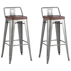 Комплект стульев STOOL GROUP Tolix Soft 91.5 см, металл/искусственная кожа, 2 шт., цвет: серебристый