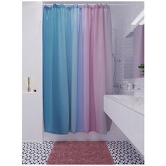 Штора для ванной/Занавеска для ванны/Шторка для ванной полиэстер 177*180 см голубая/розовая SC3668A "Фантазия" Аквалиния