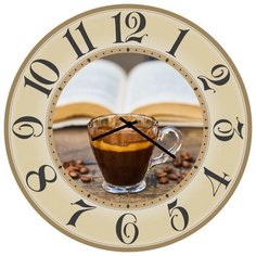 SvS Настенные часы SvS 3002276 Kitchen Чашка кофе, книга и зерна СВС