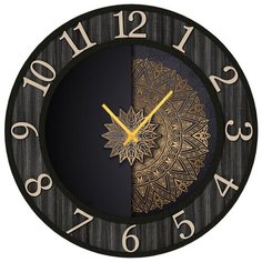 SvS Настенные часы SvS 3502212 Узор в черной рамке СВС