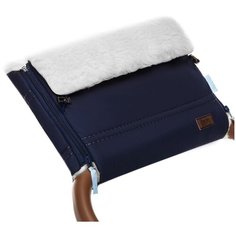 Nuovita Муфта меховая для коляски Alpino Bianco blu scuro/темно-синий