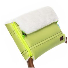 Nuovita Муфта меховая для коляски Alpino Bianco verde chiaro/салатовый