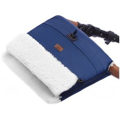 Nuovita Муфта меховая для коляски Alaska Bianco blu scuro/темно-синий