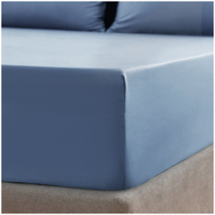 Простыня на резинке SOFT BOX Синий лён 180х200х30, Мако- сатин, 100% египетский хлопок