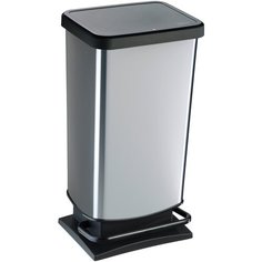 Контейнер для мусора с педалью 40л PASO 35*29,5*68см серебро Rotho
