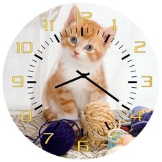 SvS Настенные часы SvS 4002056 Милый рыжий котенок СВС