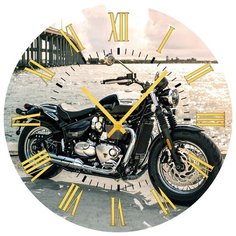 SvS Настенные часы SvS 3502022 Мотоцикл на фоне воды СВС
