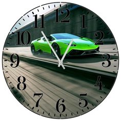 SvS Настенные часы SvS 3001949 Зеленое спортивное авто на трассе СВС