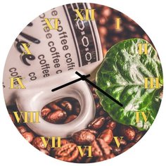 SvS Настенные часы SvS 3502297 Kitchen Кофейные зерна и зеленый лист СВС