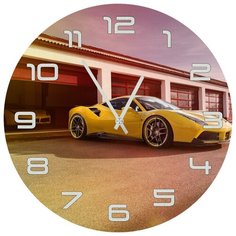SvS Настенные часы SvS 3001981 Желтый спортивный автомобиль СВС