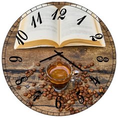 SvS Настенные часы SvS 3002283 Книга и рассыпаный кофе на столе СВС