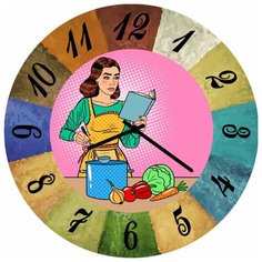 SvS Настенные часы SvS 3002723 Девушка готовит с рецептом СВС