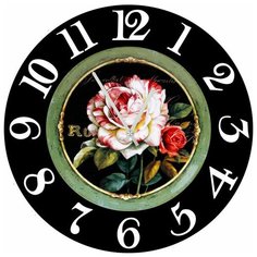 SvS Настенные часы SvS 3502852 Роза в черной рамке СВС