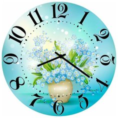 SvS Настенные часы SvS 3002789 Горшочек с цветами на голубом СВС