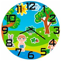 SvS Настенные часы SvS 3502626 Девочка, мальчик и зайчик СВС