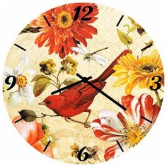 SvS Настенные часы SvS 4002849 Птичка в цветах СВС