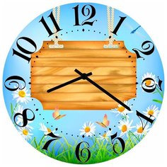 SvS Настенные часы SvS 4002779 Цветочки и деревяшка СВС