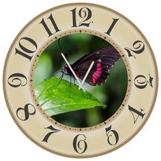 SvS Настенные часы SvS 3502287 Бабочка на листве СВС