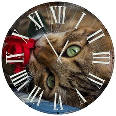 SvS Настенные часы SvS 4001863 Кот с красным цветком СВС