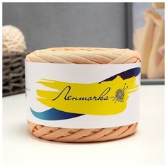 Пряжа трикотажная широкая 100м/320±15гр, ширина нити 7-9 мм (персиковый) 1моток 2737639