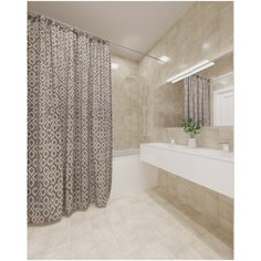 Штора для ванной/Занавеска для ванны/Шторка для ванной полиэстер 180*200 см коричневая SV-PT-150026-1B "Айриш" Аквалиия Аквалиния