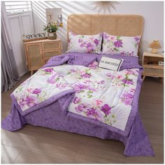 Постельное белье с одеялом ситрейд OBR046, Евро, Сатин, простыня 160х200 см, наволочки 50х70 см (2 шт)