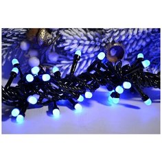 Электрогирлянда светодиоидная 7м 100 лампочек , свечение синее провод чёрный Avrora