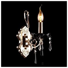 Настенный светильник Eurosvet 2026/1 золото/черный хрусталь Strotskis, E14, 60 Вт, кол-во ламп: 1 шт., цвет арматуры: золотой