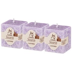 Набор ароматических стеариновых свечей из 3 шт, LAVENDER диаметр 4,5 см высота 5 см, Adpal 348-798
