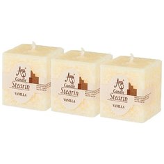 Набор ароматический стеариновых свечей из 3 шт, VANILLA диаметр 4,5 см высота 5 см, Adpal 348-796