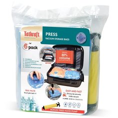 Вакуумные пакеты для хранения Tatkraft, 6шт, 60х80см, с ручным насосом