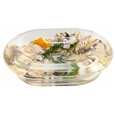 Мыльница настольная/Держатель для мыла/Мыльница для ванной/кухни Пластик/гель "Рифы" бежевый/оранжевый A8759_B17 Аквалиния